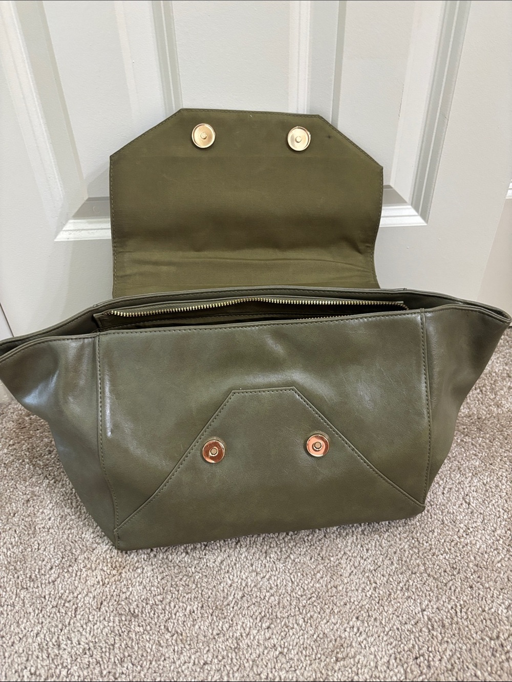 mark. Olive Green Structured Tote with Gold Hardware - Picture 4 of 7